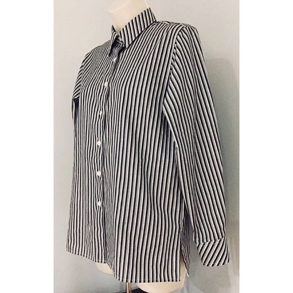 FOXCROFT Sz 4P Striped Modern Gray White Shirt - Picture 4 of 8